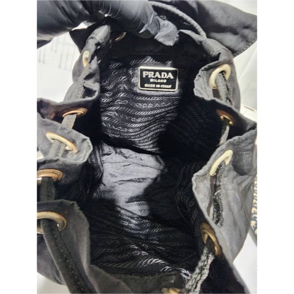Authentic PRADA Vintage Tessuto Nylon Vela Cinch Backpack Black - Picture 11 of 13